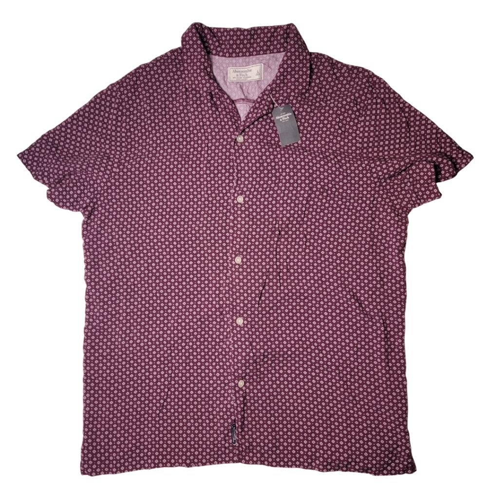 Abercrombie & Fitch Short Sleeve Resort Shirt - Burgundy Medallion Print - Picture 2 of 6